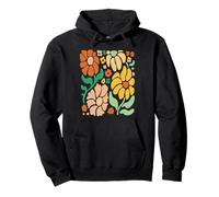 Retro Boho Floral Shirt Vintage Groovy Flowers Estetica Felpa con Cappuccio