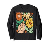 Retro Boho Floral Shirt Vintage Groovy Flowers Estetica Maglia a Manica