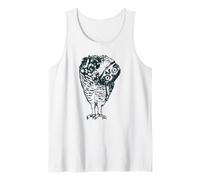 Retro Boho Folk Art Gufo Curioso Testa inclinata Birding Grafica Canotta
