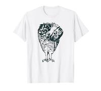 Retro Boho Folk Art Gufo Curioso Testa inclinata Birding Grafica Maglietta