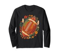 Retro Boho Football with Flowers Fall Maglia a Manica