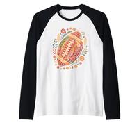 Retro Boho Football with Flowers Fall Maglia con Maniche Raglan