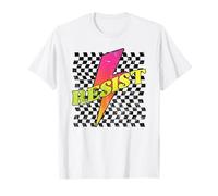 Retro Bold Resist, Vintage Scacchi Anti-Trump Thunderbolt Maglietta