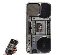Retro Boombox Cassette Player Pattern Phone Case,Vintage Tape Pattern Design Phone Cases,Wear-Resistant,Drop-Resistant,Fingerprint-Resistant Cases for iPhone 17/16/15/14 Pro Max (for 17 pro max)