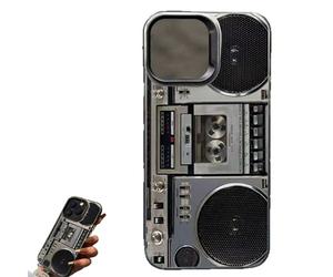 Retro Boombox Cassette Player Pattern Phone Case,Vintage Tape Pattern Design Phone Cases,Wear-Resistant,Drop-Resistant,Fingerprint-Resistant Cases for iPhone 17/16/15/14 Pro Max (for 17 pro)