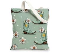Retro borsa di totalizzatore floreale della tela, borse riutilizzabili ecologiche della drogheria, borse verdi leggere della tracolla, Verde, 13x15 Inch