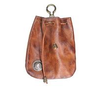 Retro borsa in vera pelle portamonete con coulisse portachiavi moda uomo donna portachiavi, Colore unico, A4