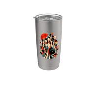 Retrò Bowling Birilli Palla Bowler Deco Astratta Arte Bicchiere termico in acciaio inox doppia parete