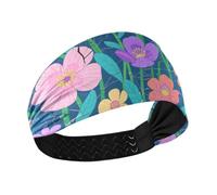 Retro Broken Flowers Modern Decor Moisture Wicking morbide fasce per le donne Fasce elastiche per il sudore per il trucco lavaggio viso basket corsa