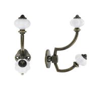 Retro Bronze Ceramic Coat Hooks, Pack Of 5 Pastoral Style Wall Hooks