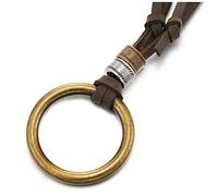 Retrò Bronzo Aperto Cerchio Perlina Charms Ciondolo Collana con Pendente da Uomo Donna, Cavo in Marrone Pelle Regolabile