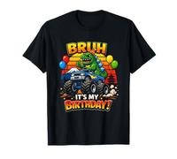 Retro Bruh It's My Birthday Funny Kaiju Monster Truck Maglietta