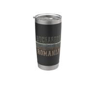Retro Bucarest Romania Bicchiere termico in acciaio inox doppia parete