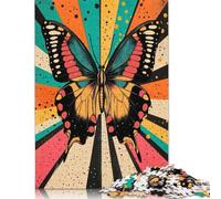 Retro Butterfly Art Abstract Butterfly Illustration in Bold Colors Puzzle Impossible 1000 Pezzi Decorazione Per La Casa. Giochi Rilassamento E Intelligence Per Adulti E Ragazzi Da 14 Anni 1000pcs (