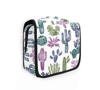Retro Cactus Collection - Borsa da viaggio con gancio per appenderlo, colore: bianco, organizer per articoli da toeletta e palestra