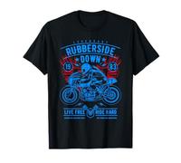 Retro Cafe Racer Rubberside Down Moto Race Design Maglietta