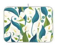 Retro Calla Lily Flowers Bianco Verde Assorbente Piatto Scolapiatti Vassoio Scolapiatti Vassoio Microfibra Stendipiatti Tappetino Grande 45,7 x 61,7 cm