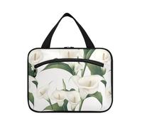 Retro Calla Lily White Hanging Travel Cosmetic Bags con gancio, Designer Make up Borse per papà Viaggio estuche para brochas maquillaje L
