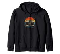 Retro Camera Tramonto Strisce Design Per Fotografi Felpa con Cappuccio