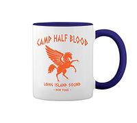 Retro Camp Half Blood Bianco tazza di caffè con Blu Rim & Handle Mug