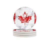 Retro Canada Flag un set di quattro sottobicchieri in pietra romanzo che sono assorbenti e utilizzati come sottobicchieri decorazione per la casa per bicchieri