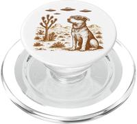 Retrò, cane, ufo, deserto, vintage, illustrazione, alieno, fantascienza, arte PopSockets PopGrip per MagSafe