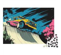 Retro Car Ramp Stunt Illustration Puzzle Impossible 1000 Pezzi Decorazione Per La Casa. Giochi Rilassamento E Intelligence Per Adulti E Ragazzi Da 14 Anni 52x38cm/1000pcs