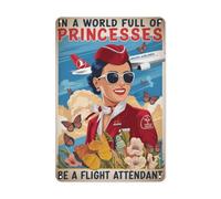 Retrò Cartello in Metallo "In a World of Princesses Be Crew" Con i detti Segnali di regola per Genitori,Appassionati di vintage,Ambientazione retrò,Proprietari di bar/ristoranti S