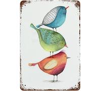 Retrò Cartello in Metallo Watercolor Birds Segni di regola Con i detti per Collezionisti di decorazioni tematiche,Cucina,Proprietari di bar/ristoranti,Decorazione per compleanni S