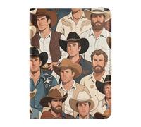 Retro Cartoon Western Cowboy Porta passaporto famiglia in pelle per viaggio Vaccino Custodia Protettiva Porta Passaporto per gli uomini Leggero