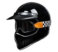Retrò Caschi Modulari Moto Uomo Donna, Motociclo Caschi Integrali, Casco Aperto ECE DOT Omologato, Vintage Casco ATV UTV, Caschi Da Motocross Sicurezza Con Occhiali ( Color : A , Size : M=57-58cm )