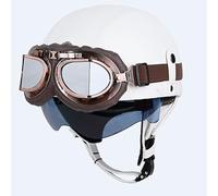 Retrò Casco Demi-Jet Moto Con Pilota Visiera UV Occhiali,Caschi Moto ECE/DOT Omologato Vintage Stile Casco Aperto Mezza Motociclo,Motorino Chopper Scooter Casco Moto Unisex