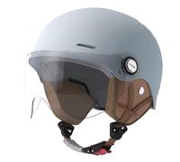 Retrò Casco Motociclo da Baseball con Visiera, Vintage Jet Casco da Scooter ECE Certified per Donna Uomo Cruiser Chopper Piloto(54-61cm),A1