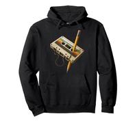 Retro Cassette e Matita Divertente 80s 90s Mixtape Nostalgia Felpa con Cappuccio