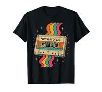 Retro Cassette Tape Press Play for Life 90s Vibes Maglietta