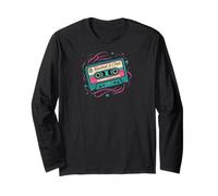 Retro Cassette Tape Rewind & Chill 80s 90s Music Maglia a Manica