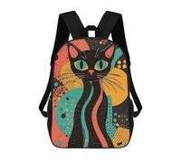 Retro Cat Art Print Vibrant Black Cat Bold Abstract Pop Art Print Zaino Scolastico Alla Moda Per Studenti, Adatto A Ragazzi E Ragazze, Ideale Per Viaggi All'aperto E Attività Ricreative. 17inch
