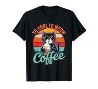Retro Cat Coffee Lover Design for Cat Moms and Pet Owners Maglietta