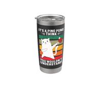 Retro Cat È un ping pong Penso che non capiresti Bicchiere termico in acciaio inox doppia parete