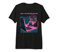 Retro Cat Gamer ha Bisogno di Un Laptop con Cuffie Alone Time Maglietta Premium