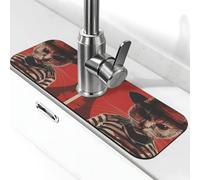 Retro Cat Horror Tap Deck Tap Cucina Lavello Antipioggia Protezione Assorbente Spruzzi Ad Asciugatura Rapida Tappetino di Scarico Intorno Rubinetto Per Lavello Della Cucina Tappetino