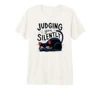 Retro Cat Judging You Silently Dad Selfie Pawsome Amante Maglietta Premium
