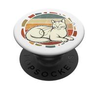 Retro Cat Lover Vintage Lady PopSockets PopGrip Adesivo