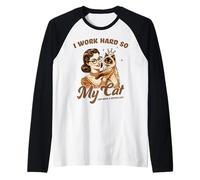 Retro Cat Mamma Cat Dad lavora sodo in modo che il mio gatto possa vivere meglio Maglia con Maniche Raglan
