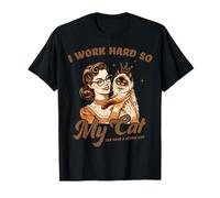 Retro Cat Mamma Cat Dad lavora sodo in modo che il mio gatto possa vivere meglio Maglietta