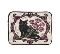 Retro Cat Rose Beige chiaro imbottito Laptop Sleeve Case 13 Inch Soft Quilted Laptop Bag Impermeabile Computer Maniche