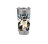 Retro Cats Total Solar Eclipse 2026 Visualizzazione dell'evento celeste Bicchiere termico in acciaio inox doppia parete