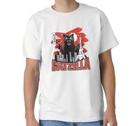 Retro Catzilla King of Monster T Shirt Men Soft Cotton Leisure Shirt Short Sleeve Vintage Kitten Cat Lover