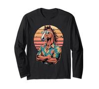 rétro Cheval Lunettes Hawaï Plage Été Vacances Maglia a Manica