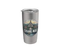 Retro Chiang Mai Paesaggio Vintage Souvenir Bicchiere termico in acciaio inox doppia parete
